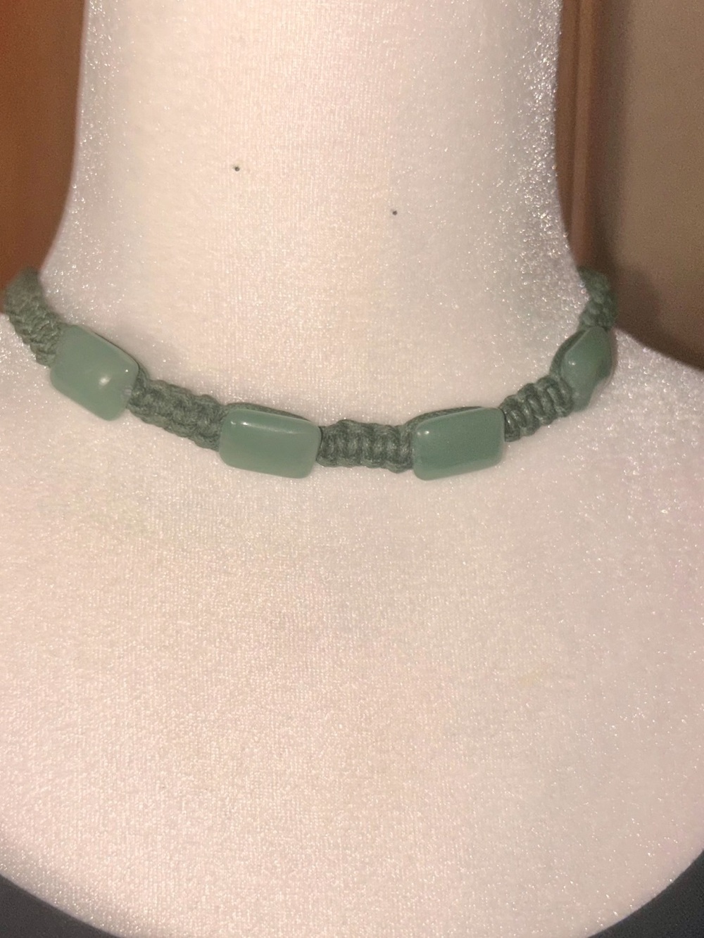 Free People Olive Green Beaded Macramé Choker